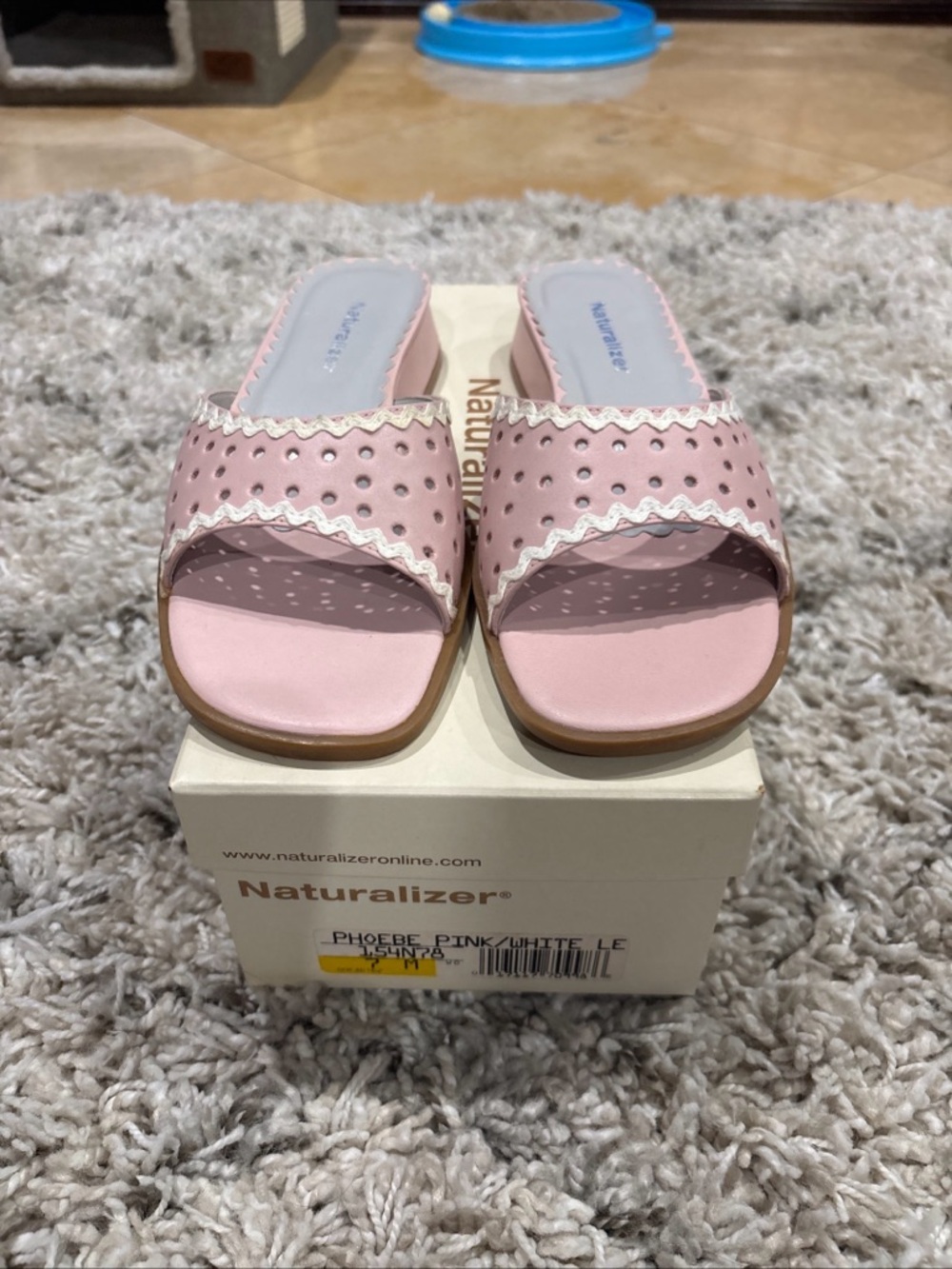 Vintage Naturalizer Phoebe Pink White Leather Sandals 7M NIB NOS W Orig Receipt